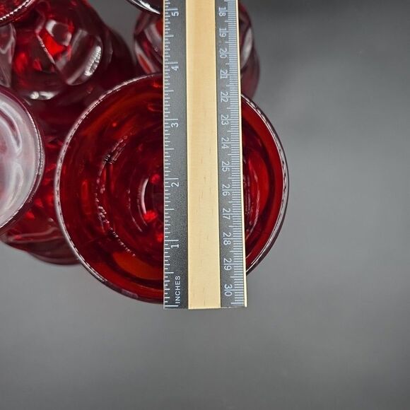Fostoria Argus Ruby Red Stemmed Wine Sherbet Glasses 5" Vintage 8oz set of 4 - Picture 9 of 9